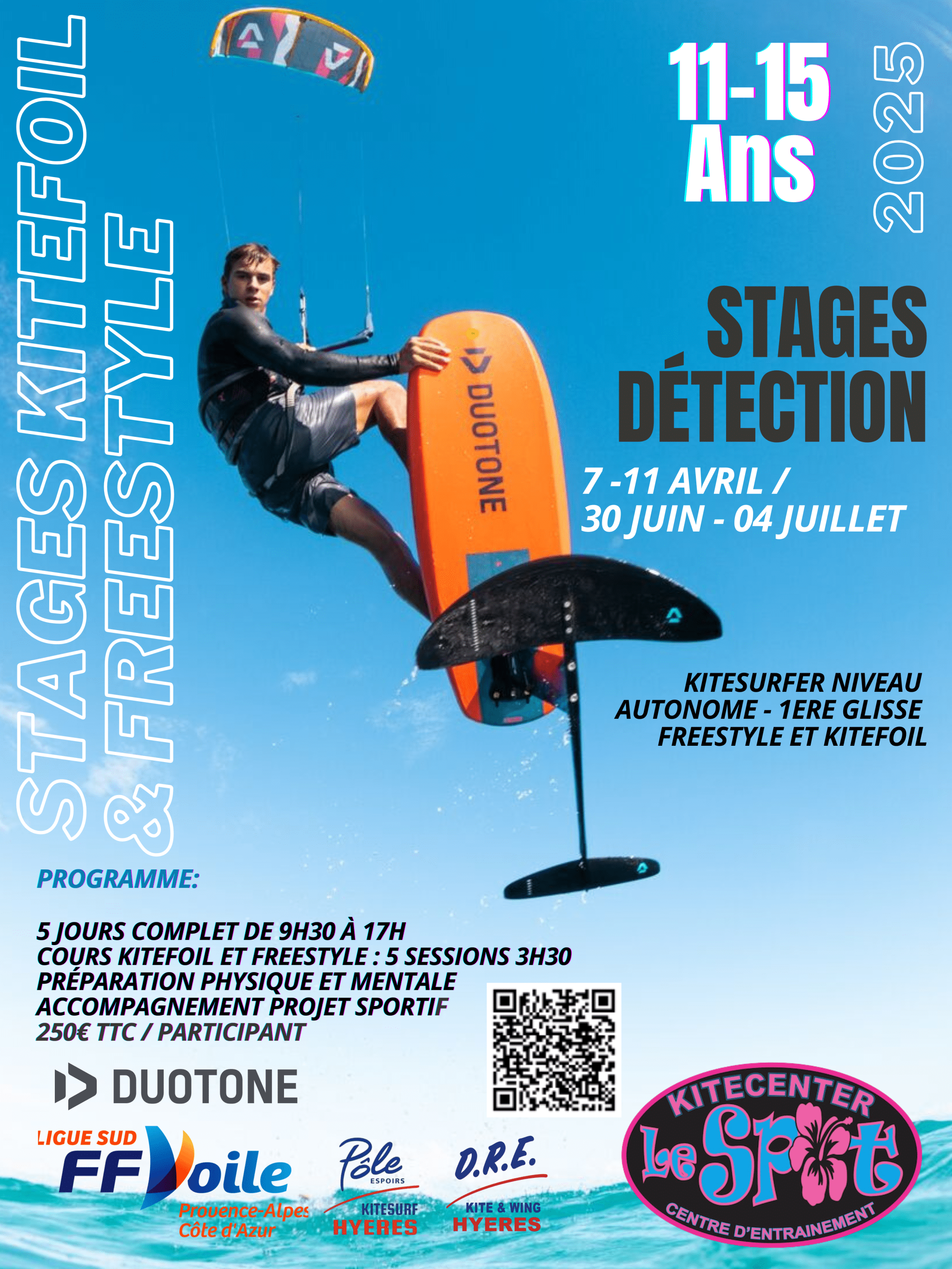 Affiche stage jeunes de detection jeunes freestyleur et kitefoil